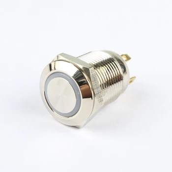 12 мм плосък кръгъл пръстен осветление бутон за еднократно 1NO настоящата никел метал месинг натиснете бутона пин терминал 12HX.F