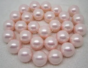На едро ! 14 Pink Shell Pearl Round Губим Beads 15