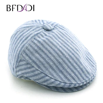 BFDADI 2017 New Fashion Men, Man Hat Stripe Berets Casual пролет-лято топло шофиране Газетчик козирка плосък взема шапка