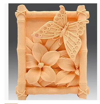 Пеперуда цветя в клъстери моделиране на 3D сапун мухъл торта декорация мухъл торта мухъл ръчно изработени сапун мухъл свещ№: SO-014
