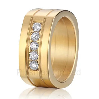 Анел Casamento de гордо произведено в Китай с високо качество жените златист цвят Титан бижута годежен пръстен на пръстените