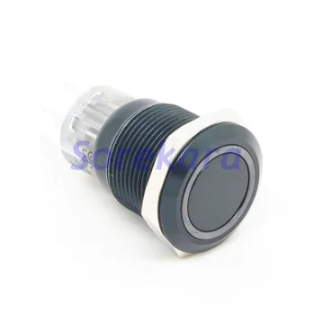 19 мм Zn-Al пръстен на LED зелен цвят еднократно 1NO 1NC бутон превключвател черно покритие за авто IP67 UL 6V / 12V / 24V / 110V / 220V