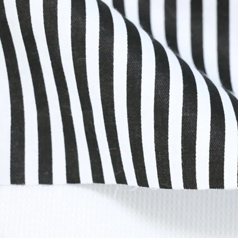 памучен саржевая плат геометрична проста черно-бяла раирана тъкан за 