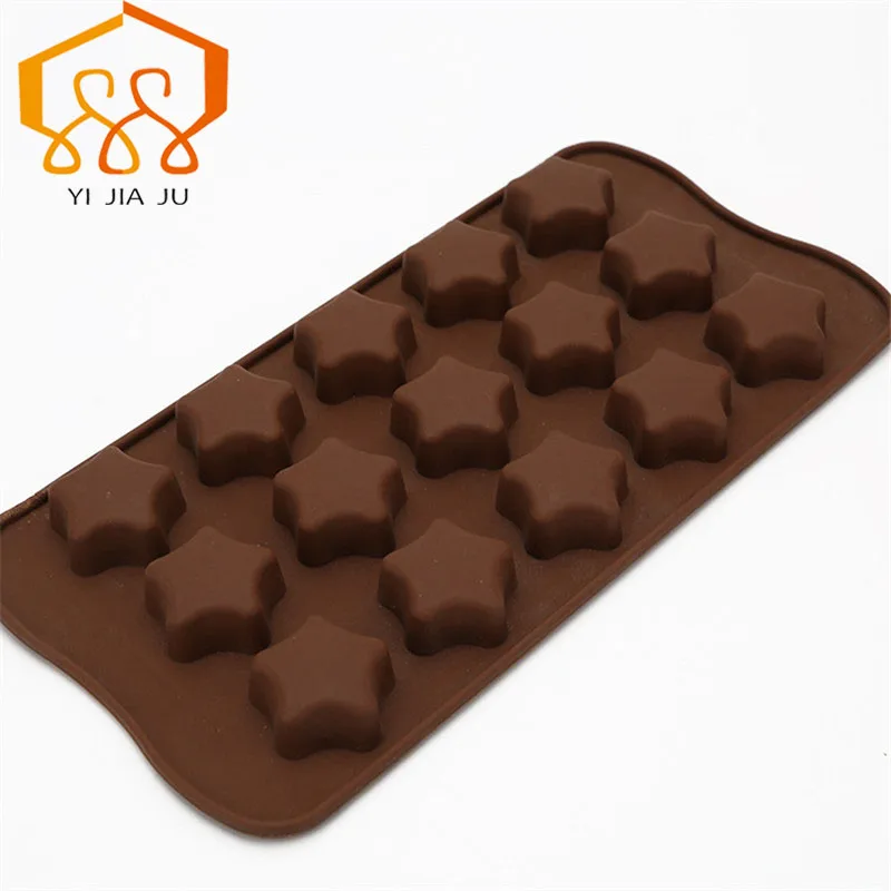 Безплатна доставка торта инструменти кухня форма за печене ръчно изработени DIY 15-Луночная петолъчна звезда силиконови шоколадови форми на украса за торта