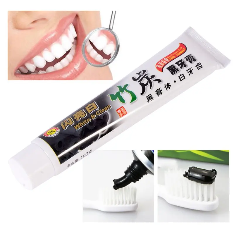 GU82 нов бамбук въглен паста за зъби за избелване на Черна паста за зъби въглища паста за зъби и хигиена на устната кухина, паста за зъби, 100 г