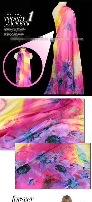 ПРОДАВАМ WELL Безплатна доставка за летни рокли печатна коприна шифоновая плат цветен модел за блуза шал SF-BP35
