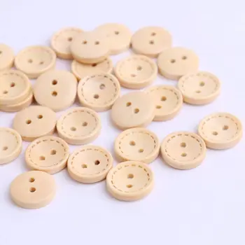 Точки кръгли дървени копчета натурален цвят от 100 бр. 15 мм, шевни ръчно изработени Сам аксесоари за дрехи за шивашки занаятчийски принадлежности
