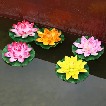 1бр 28см моделиране на лотосов цвят пластмасова бонсай открит аквариум басейн ландшафтен дизайн саксийни растения, цветя