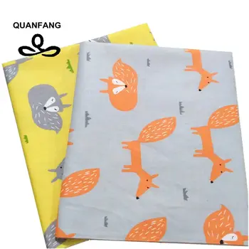 QUANFAN New Fox&Penguin Series саржевая памучен плат / Лоскутная плат / DIY Baby / Child Sewing Quilting Fat Quarters Material/6 бр. / лот