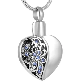 Пет Vintage Fashion Trendy Flower Сърце Cremation Jewelry Ashes Urn Pendant Necklace For Спомен Funeral Urns For Pet / Human