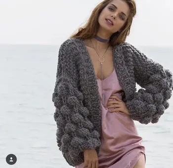2018 Дамски дрехи горещи продажба пуловер памук ръчно плетени жилетки и сладък цвят на фенера ръкав чешки пуловери зима бохо