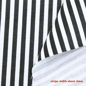 памучен саржевая плат геометрична проста черно-бяла раирана тъкан за 