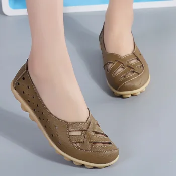 жена апартамент мокасини пролет лято дамски обувки слипы на естествена кожа плоски дамски обувки