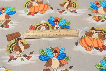 ZY САМ Brand New Design Classic Happy Thanksgiving Turkey & Тиква printed Cotton Fabric for sewing bedding cloth decoration