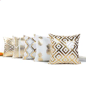Dengding Gold Бронзиране калъфки луксозни геометрични ананасовые памучни калъфки за възглавници бяла спалня домашен офис декоративен хвърли Pil