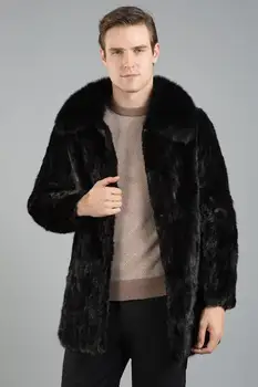 Черен кафяв топло случайни кратък изкуствена кожа норки палто от заек мъжко кожено яке Мъжки палта въси зима свободна термална на горно облекло