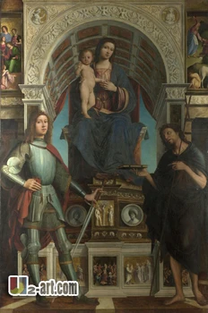 Отпечатъци върху платно (Лоренцо Коста и Джанфранческо Майнери) декорация на дома изкуството маслена живопис гравюри върху платно религия-327