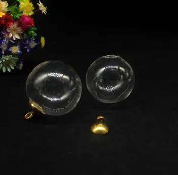 20pcs 25мм високо качество на стъклена топка бутилки висулки, висулка флакон набор от метална капачка се включва в себе си стъклена топка топка покриване на купола на банките колие