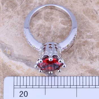 Нежна гама цветове червен гранат сребро штампованное 925 проба дамски бижута размер на пръстен 6 / 7 / 8 / 9 R0789