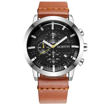 OCHSTIN Brand Men Sport Watch Top Brand Luxury мъжки кожен водоустойчив кварцов хронограф военни ръчен часовник мъжки часовник Saat