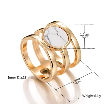 2017 натурален говлит пръстени старинни златни цвят бял мрамор каменни пръстени за жени, бижута anillos party