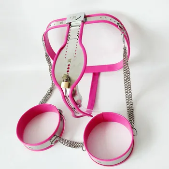 3 бр./компл. розов силикон от неръждаема стомана мъжки колан на целомъдрието панталони + бедренное пръстен+анален накрайник БДСМ робството устройство секс prodcuts за мъже