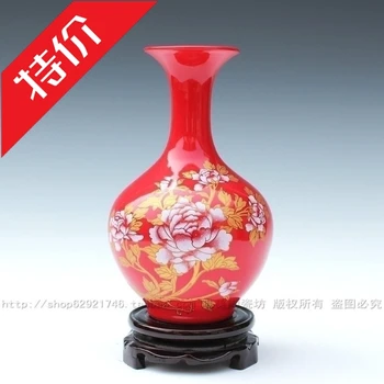 Цзиндэчжэнь керамична червена ваза златна ВАЗа червена ваза малка медал бутилка церемонизированная