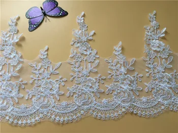 9 ярда реколта бродирани дантели отрежете лента сватбени флорални апликации САМ облекла Craft за сватбени воали
