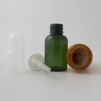 50 X 35 мл Състав прозрачна зелена пластмасова бутилка с капкомер 35cc кафява ПАТ пластмасов контейнер за козметичен използването на етерични масла