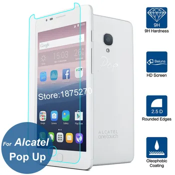Alcatel One Touch Pop Up Screen Protector 9H оригиналната защитно фолио фронтално взрывозащищенное закалено стъкло, за да OT 6044 6044D