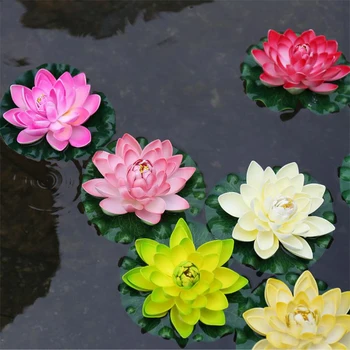 1 бр 17 см украса на градината фалшива изкуствена пяна цветя, лотос цвете лотос-Водна лилия плаващ басейн градински растения за декорация