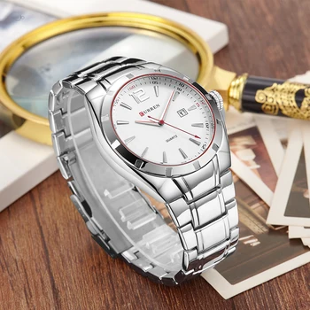 CURREN модната марка кварцови часовници, ежедневни мъжки аналогов дисплей дата мъжки ръчен часовник луксозни Стоманени часовници мъжки erkek кол saati