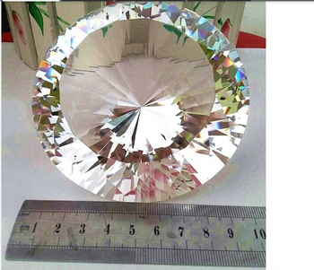 100 мм огромен кристал бяло преспапиета граненое стъкло гигантски диамант, Lady бижута, подаръци, безплатна доставка