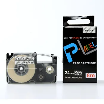 Безплатна доставка 5 бр съвместим XR-24X 24 мм, черен на прозрачно этикеточных ленти за EZ series label maker
