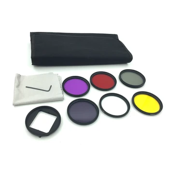 WLJIAYANG 7 in 1 52mm Filter kit Set (UV CPL FLD ND4 + червен + жълт + лилаво цветен филтър) + адаптер + чанта за Gopro Hero 4/3+