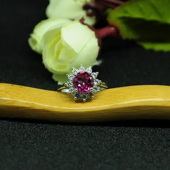 LANZYO 925 сребро розов топаз пръстен мода подарък за жени, бижута розов топаз пръстен, фини бижута на едро j070701agfb