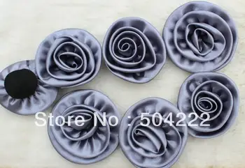 60шт ръчно изработени от сатен плат изход розови цветя в сребро 55 мм вие избирате цветовете