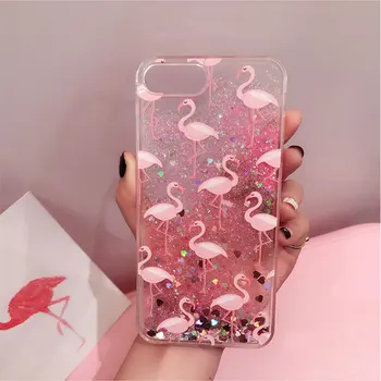 KISSCASE Quicksand Flamingo Case For iPhone 8 7 6 6s Plus Cases Сладко Flamingo Dynamic Quicksand Пайета For iPhone X 8 7 6s Case