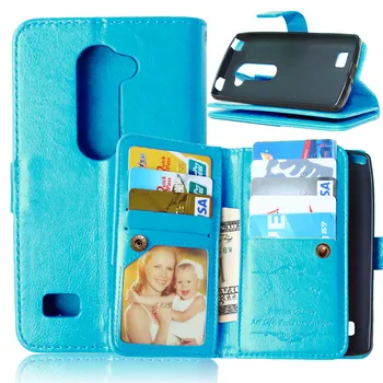 На корпуса Fundas 9 притежатели на карти калъф за LG Leon 4G LTE H340N C50 C40 делото изкуствена кожа флип щанд мултифункционален портфейл телефон чанти