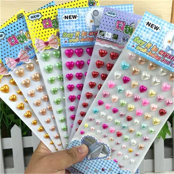 Горещи продажба Бележки детски стикери самозалепващи 3d акрилни перлата на сърцето Сам етикети аксесоари за деца подаръци детска градина играчка
