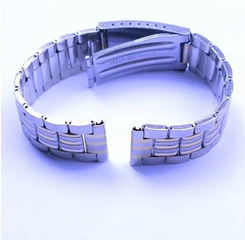Търговия на едро с 20 бр. / много високо качество на 18 мм от неръждаема стомана, каишка за часовник сребро със златен цвят watchband - 80306