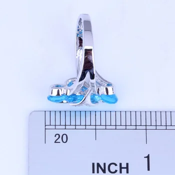 Любовен монолог уникален дизайн blue Crystal silver-цвят пръстени за жени J0429 размер 6/7/8/9 Безплатна доставка и златар чанта