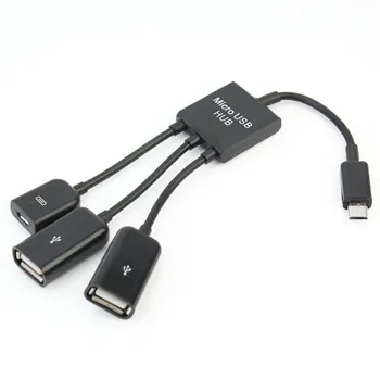 Micro USB Хъб 3 порта до 1 OTG двоен разтегателен Micro USB Host OTG Хъб адаптер кабел
