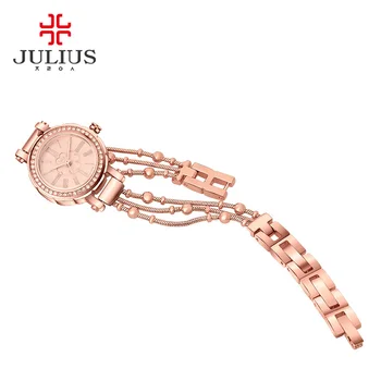 Топ Julius Lady дамски часовници Япония кварцов часовник изискан модерен часовник мъниста верижка гривна Детелина бизнес момиче, подарък за Рожден Ден