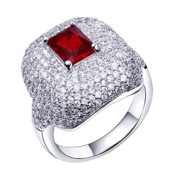 Мода Червен Камък на пръстена кубичен Циркон пръст пръстен с високо качество на партията пръстени за момичета голям пръстен безплатна доставка