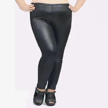 Пролет и есен стил на високо качество изкуствена кожа женски гамаши супер разтеглив плюс размер 5XL дамски панталони
