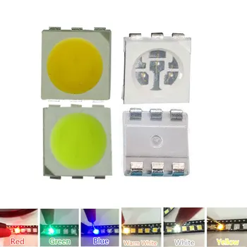 10-1000 PCS SMD / SMT LED smd 5050 RGB червен зелен син жълт бял топъл бял ниска-средната мощност на PLCC-6 CHIP-3 12-15 LM 60MA 0.2 W LED Чип