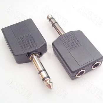 100 бр./лот 6.5 6.35 One-to-two Audio Adapter Two Track Microphone Adapter Couple Type