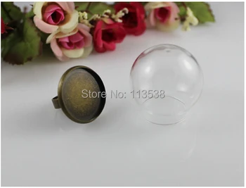 Свободен Кораб! 50 компл. / лот 30*20 мм стъклен глобус с древен бронзов пръстен монтаж на изводи набор от стъклен балон САМ флакон с висулка
