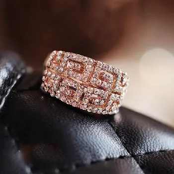 2017 new arrive Shine Brand Finger пръстени за жени мъжка мода пълен планински кристал, злато, посребрени халки, бижута #RI044